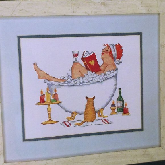 Needle Treasures Cross Stitch Kit 04706 'Lucy Refreshes' Comic Bathtub NIP NOS - Picture 2 of 6